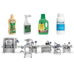 Linea automatica di riempimento, tappatura ed etichettatura di fertilizzanti liquidi per pesticidi