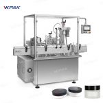 Linea di riempimento e sigillatura a vite per vasetti di crema cosmetica rotativa automatica