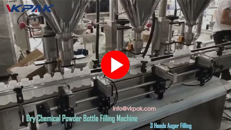 Riempitrice automatica di bottiglie di polvere a tre teste