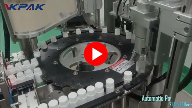 Macchina monoblocco per riempimento e tappatura di bottiglie in polvere