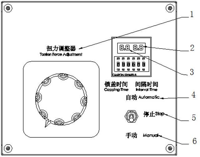control panel for desktop screw capping machinery funzione del pannello operativo per macchinari per la tappatura a vite.jpg